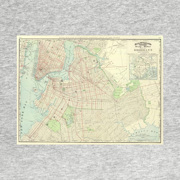Vintage Map of NYC and Brooklyn (1897) by Bravuramedia
